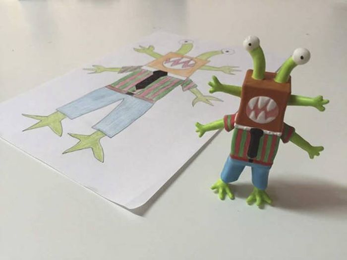 Игрушки, напечатанные на 3D-принтере по мотивам детских рисунков (фото)